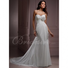 Corte Recto / Column Strapless Escote Corazón Sin Mangas Cola Corte Gasa Vestido de Novia