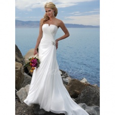 Corte Recto / Column Strapless Sin Mangas Cola Corte Gasa