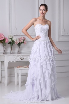 Corte A Escote Corazón Cola Corte Sin Mangas Gasa Vestido de Novia