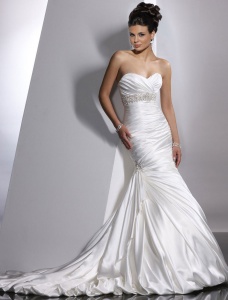 Corte Sirena Escote Corazón Sin Mangas Vestido de Novia