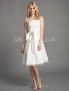 Corte A Hasta la Rodilla Strapless Vestido de Novia