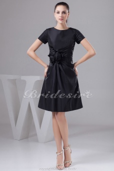 Corte A Escote A la Base Corto/Mini Manga Corta Tafetán Vestido