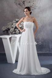 Corte A Strapless Hasta el Suelo Cola Corte Sin Mangas Gasa Vestido de Novia