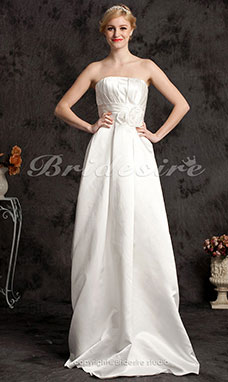 Corte A Satén Hasta el Suelo Strapless Vestido de Novia
