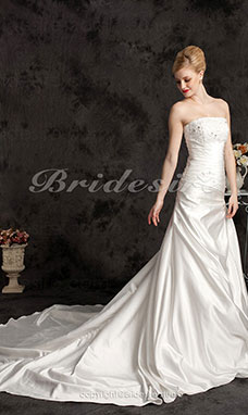 Corte Sirena/ Trumpet Satén Cola Corte Side-draped Strapless