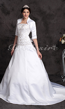 Corte A Cola Gorrailla Satén Tirantes Espaguetis Vestido de Novia with A Wrap