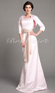 Trumpet/ Corte Sirena Satén Hasta el Suelo Escote Cuadrado Vestido de madre de la novia With A Wrap