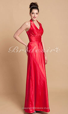 Corte Recto/ Column Charmeuse Asimétrico Escote Halter  Bridesmaid/ Wedding Party Vestido