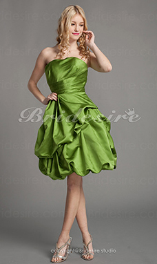 Corte A Satén Hasta la Rodilla Strapless Bridesmaid/ Vestido de cóctel