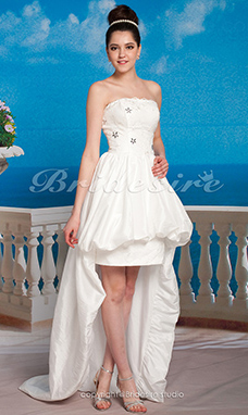 Corte A Satén Asimétrico Strapless Vestido de Novia