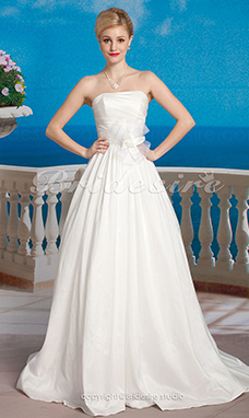 Corte A Tafetán Cola Gorrailla Strapless Vestido de Novia