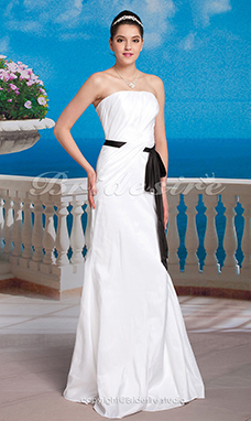 Corte Sirena/Trumpet Tafetán Hasta el Suelo Strapless Vestido de Novia