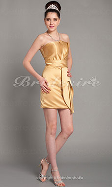 Corte Recto/ Column Corto/ Mini Satén Strapless Vestido de cóctel inspired by Anne Hathaway