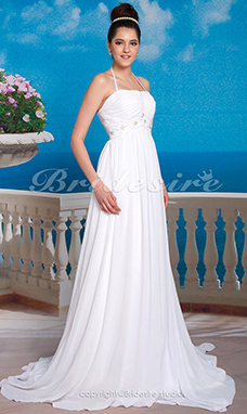Corte Recto/ Column Gasa Escote Halter  Cola Corte Imperio Vestido de Novia