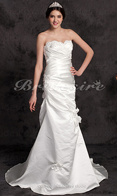 Trumpet/ Corte Sirena Cola Corte Strapless Satén Escote Corazón Vestido de Novia
