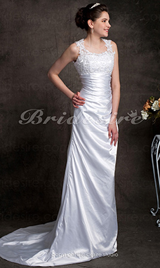 Corte Recto/ Column Elastic Silk-like Satén Escote A la Base Cola Corte Vestido de Novia