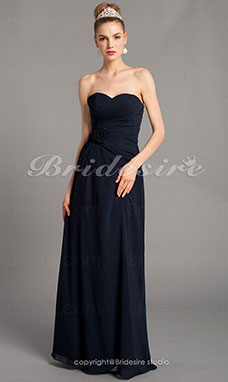 Corte Recto/ Column Gasa Strapless Hasta el Suelo Escote Corazón Vestido de dama de honor