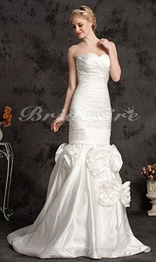 Corte Sirena/Trumpet Elegante Cola Corte Satén Strapless