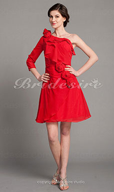 Corte A Gasa Hasta la Rodilla Solo Hombro Mother Of The Bride Vestido