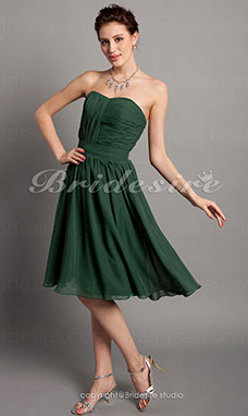 Corte A Corte Princesa Gasa Hasta la Rodilla Escote Corazón Strapless Vestido de cóctel