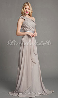 Corte Recto/ Column Gasa Sweep/ Brush Train Solo Hombro Vestido de dama de honor