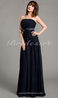 Corte Recto Gasa Hasta el Suelo Strapless Vestido de madre de la novia