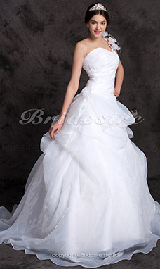 Corte Evasé Organza Solo Hombro Hasta el Suelo
