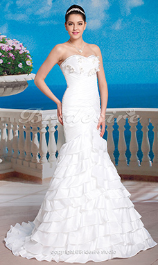 Corte Sirena/Trumpet Tafetán Cola Corte Escote Corazón Vestido de Novia