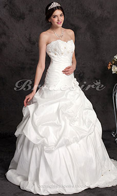 Corte Evasé Tafetán Cola Corte Escote Corazón Vestido de Novia