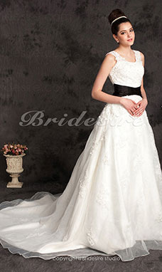 Corte Evasé Organza Escote A la Base Cola Gorrailla Tallas Gryes Vestido de Novia