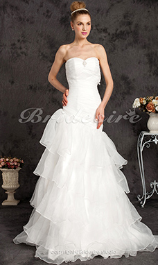 Corte A Organza Hasta el Suelo Strapless Vestido de Novia