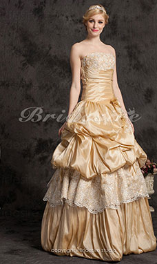 Corte Evasé Tafetán Hasta el Suelo Strapless Vestido de Quinceanera