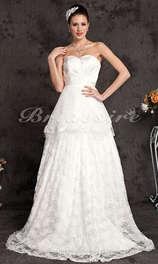 Corte A Encaje Cola Corte Escote Corazón Vestido de Novia