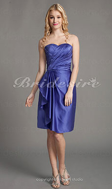 Corte Recto/ Column Satén Corto/ Mini Escote Corazón Vestido de dama de honor 