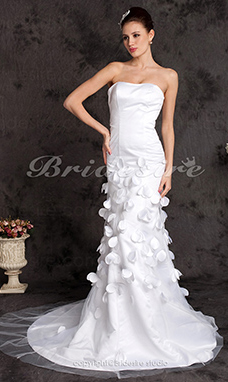Corte Recto Encaje Satén Barrer / cepillo tren Strapless Vestido de Novia