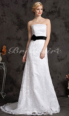 Corte Sirena/Trumpet Encaje Cola Corte Strapless Vestido de Novia