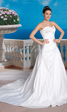 Corte Evasé Tafetán Cola Corte Strapless Vestido de Novia