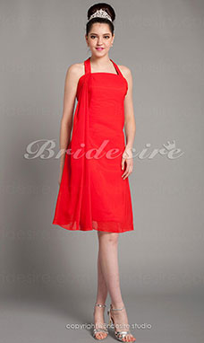 Corte Recto Gasa Corto/Mini Escote Halter  Vestido de dama de honor