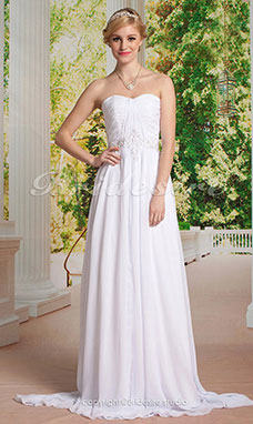 Corte Recto Gasa Strapless Escote Corazón Vestido de Novia