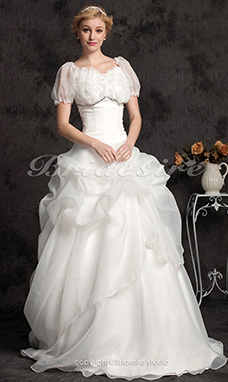 Corte Evasé Organza Hasta el Suelo Escote Corazón Vestido de Novia