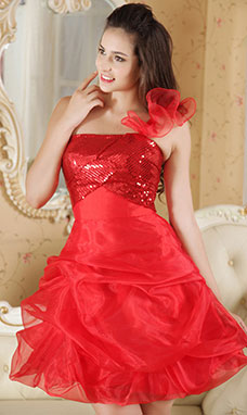 Corte A Strapless Corto/Mini Organza Vestido de fiesta