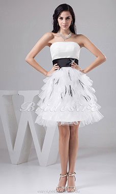 Corte A Strapless Corto/Mini Sin Mangas Tul Vestido