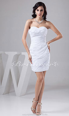 Corte Recto Escote Corazón Corto/Mini Sin Mangas Tafetán Vestido