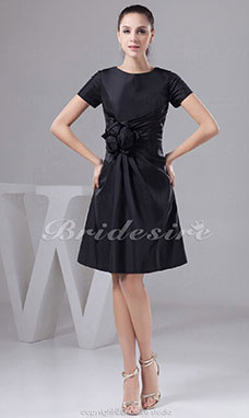 Corte A Escote A la Base Corto/Mini Manga Corta Tafetán Vestido