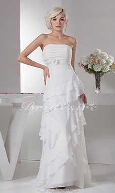 Corte A Strapless Hasta el Suelo Barrer / cepillo tren Sin Mangas Gasa