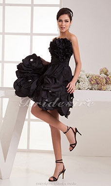 Corte A Strapless Hasta la Rodilla Sin Mangas Tafetán Vestido de vacaciones