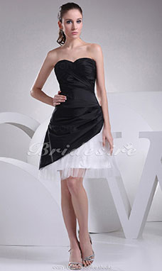 Corte A Escote Corazón Corto/Mini Sin Mangas Tafetán Vestido