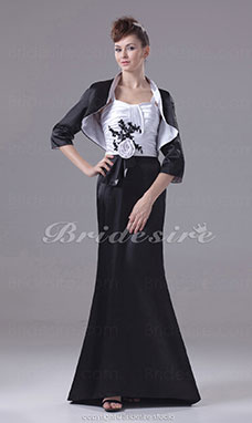 Corte Sirena Strapless Tirantes Barrer / cepillo tren Manga de longitud 3/4 Tramo Satén Vestido