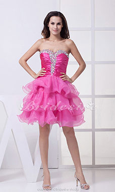 Corte Princesa Escote Corazón Corto/Mini Sin Mangas Tramo Satén Organza Vestido de graduación