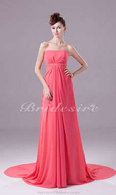 Corte A Strapless Cola Corte Sin Mangas Gasa Vestido de noche